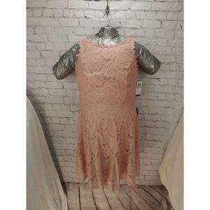 City Studio Womens Size 14W Dusty Rose Lace Sleeveless Dress.